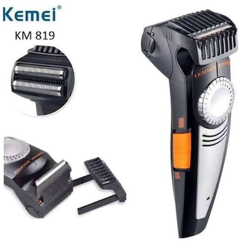 KEMEI KM-819 Ξυριστική Μηχανή Επαναφορτιζόμενη Μαύρο