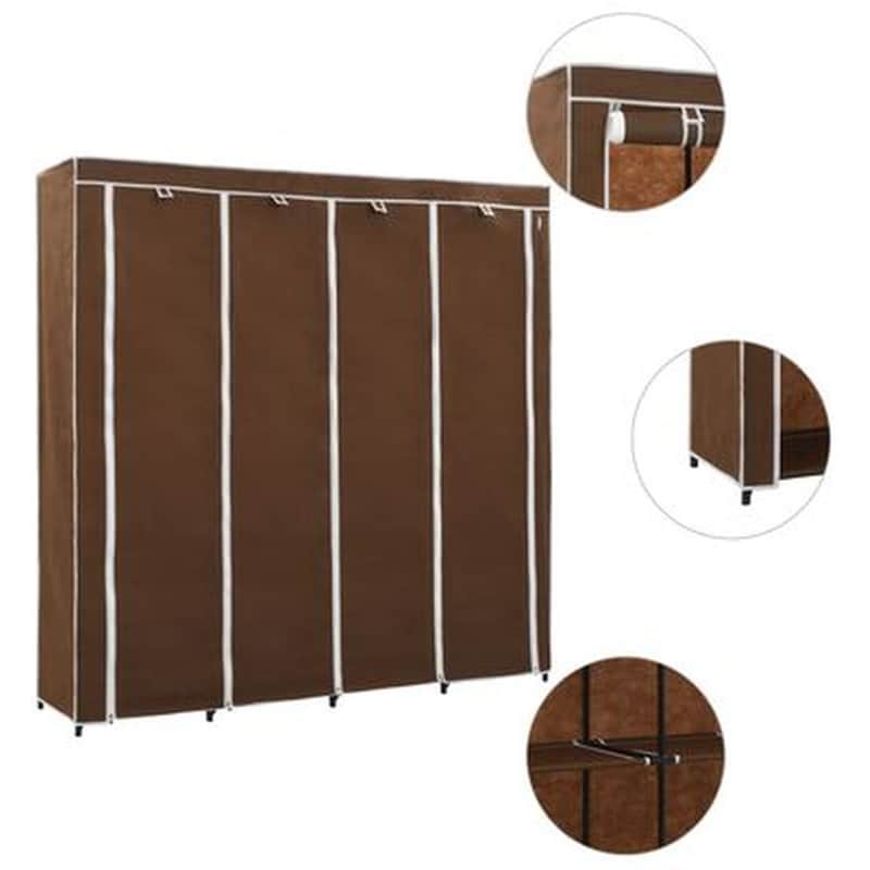 Τετράφυλλη Ντουλάπα Vidaxl Με 4 Αποθηκευτικά Τμήματα 175x45x170cm - Καφέ