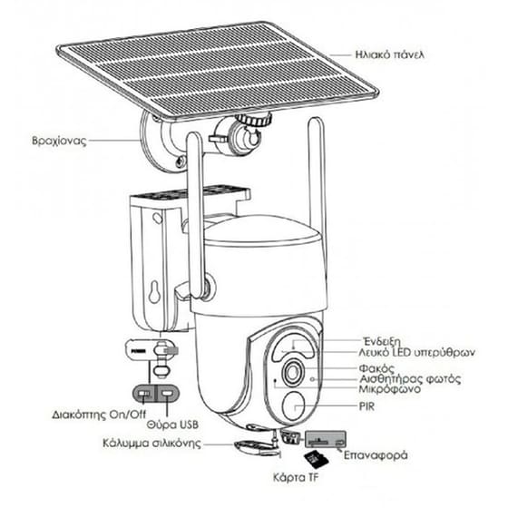 Ασύρματη IP Camera Powertech PT-1177 Λευκή 4MP Full HD+ Εξωτερική με WiFi & Αμφίδρομη Επικοινωνία image 2