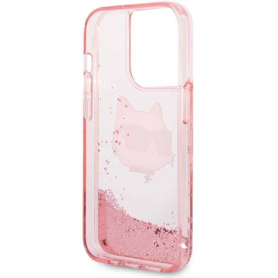Θήκη Karl Lagerfeld iPhone 14 Pro Max - Karl Lagerfeld Choupette's Head Nft Liquid Glitter Case - Ροζ image 1