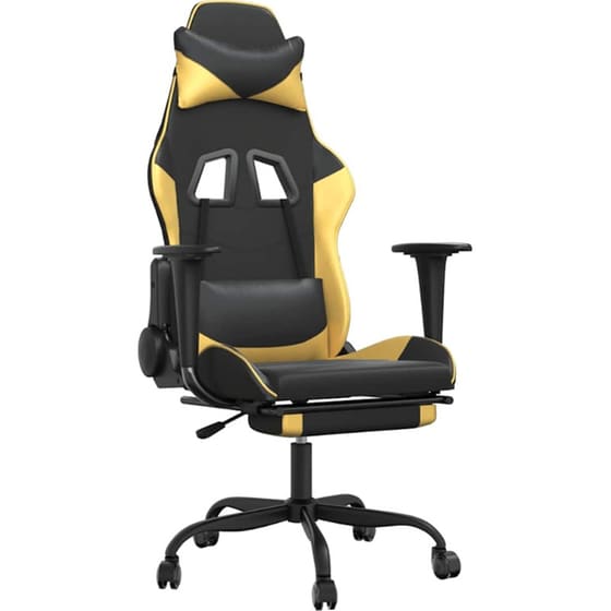 Καρέκλα Gaming VIDAXL 345413 με Υποπόδιο από Τεχνητό Δέρμα - Μαύρο image 0