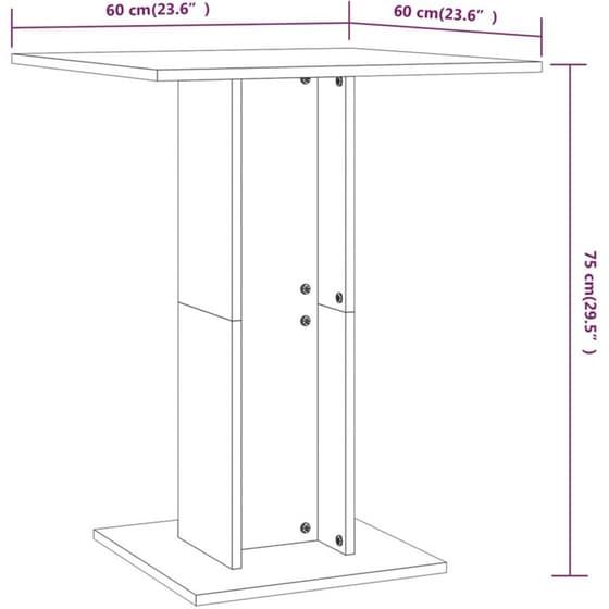 Τραπέζι Vidaxl Bistro από Μοριοσανίδα Λευκό 60x60x75 cm - Λευκό image 4