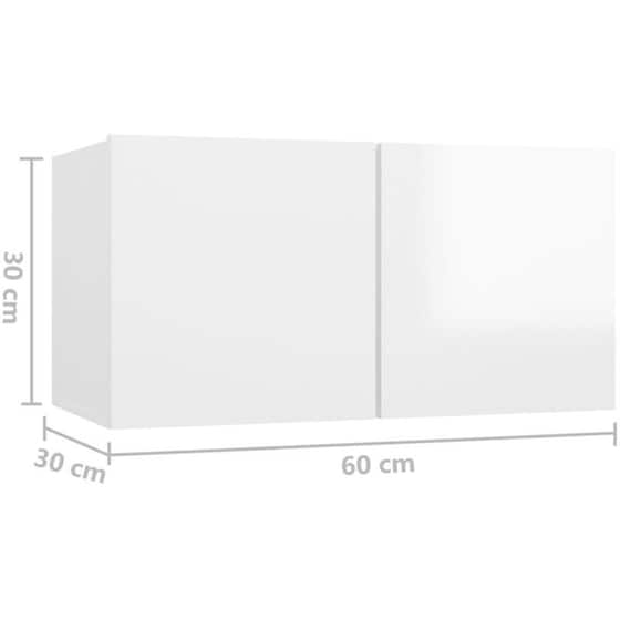 Έπιπλα Τηλεόρασης VidaXL Μοριοσανίδα 4 Τμχ 60x30x30cm - Λευκό image 7