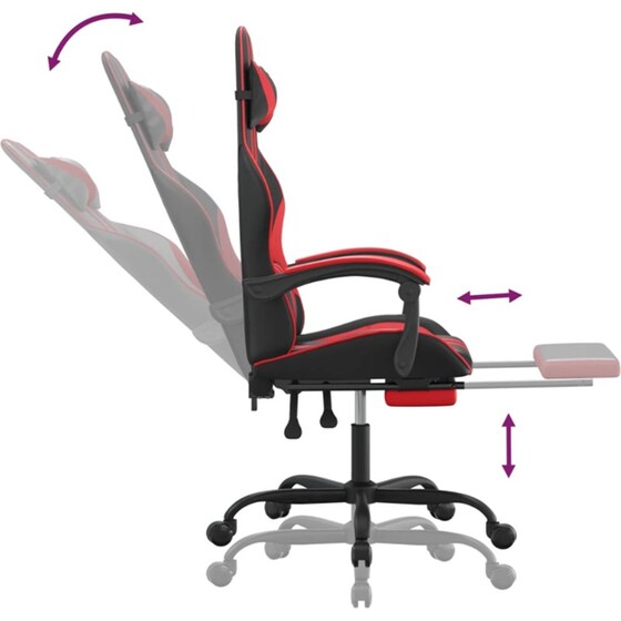 Καρέκλα Gaming VIDAXL 349532 με Υποπόδιο από Τεχνητό Δέρμα - Μαύρο image 8