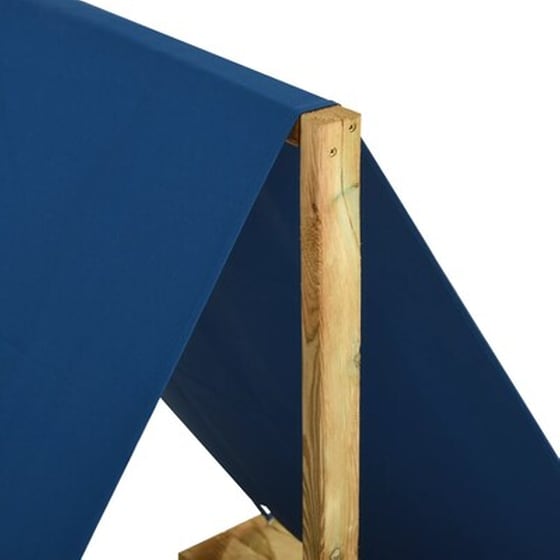 VidaXL Αμμοδόχος με Σκίαστρο 160x100x133cm Ξύλινη - Καφέ/ Μπλε image 4
