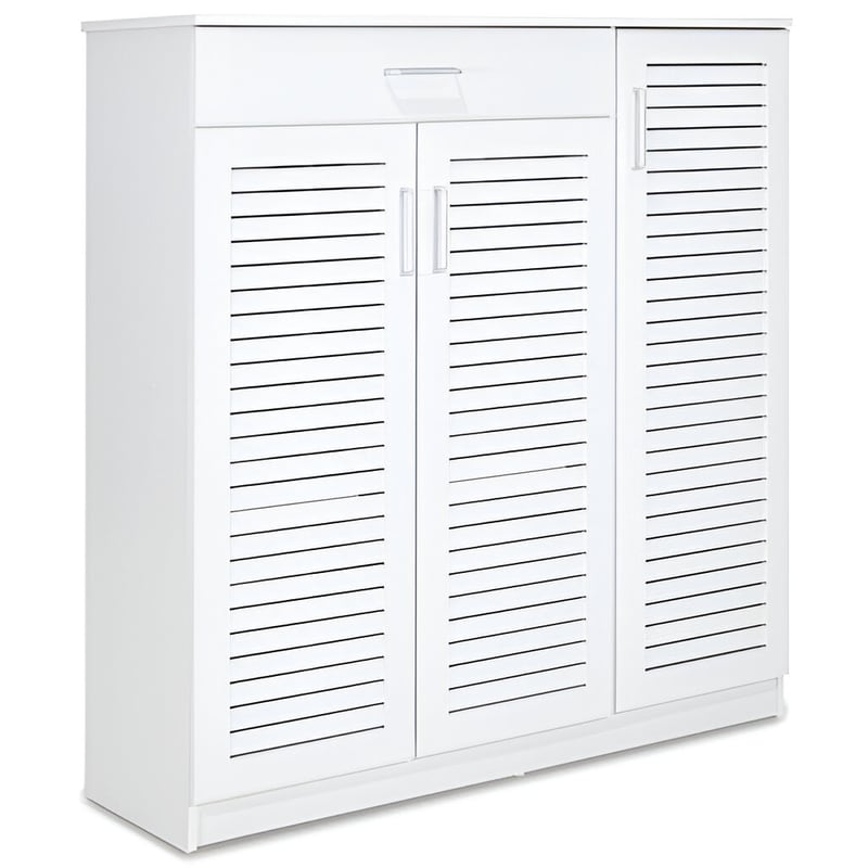 PAKOWORLD Παπουτσοθήκη - Ντουλάπι Pakoworld Με 3 Πόρτες Και 1 Συρτάρι Από Ξύλο 120x37x123 cm - Λευκή