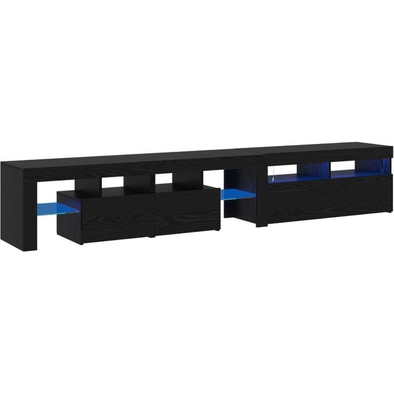 Έπιπλο Τηλεόρασης VidaXL με LED 2 τμχ 230 x 36,5 x 40 cm - Μαύρη Οξιά