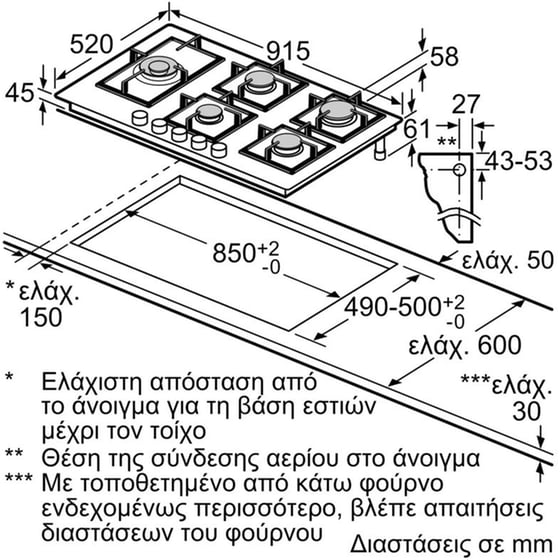 NEFF T29RHS4S0 90 cm Μαύρο Εστία Αερίου Αυτόνομη image 5