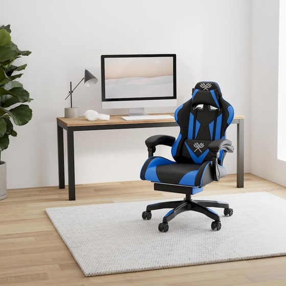 Καρέκλα Gaming Malatec 8978 με Υποπόδιο από Οικολογικό Δέρμα - Μαύρη/Μπλε image 1