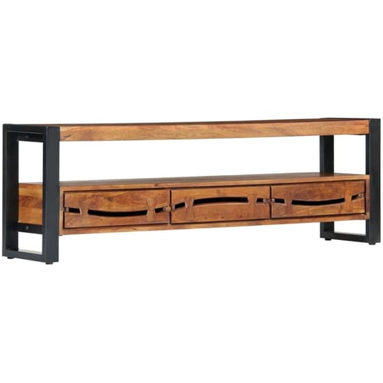 Έπιπλο Τηλεόρασης VidaXL από Ξύλο 140x30x45cm - Kαφέ/Μαύρο image 8