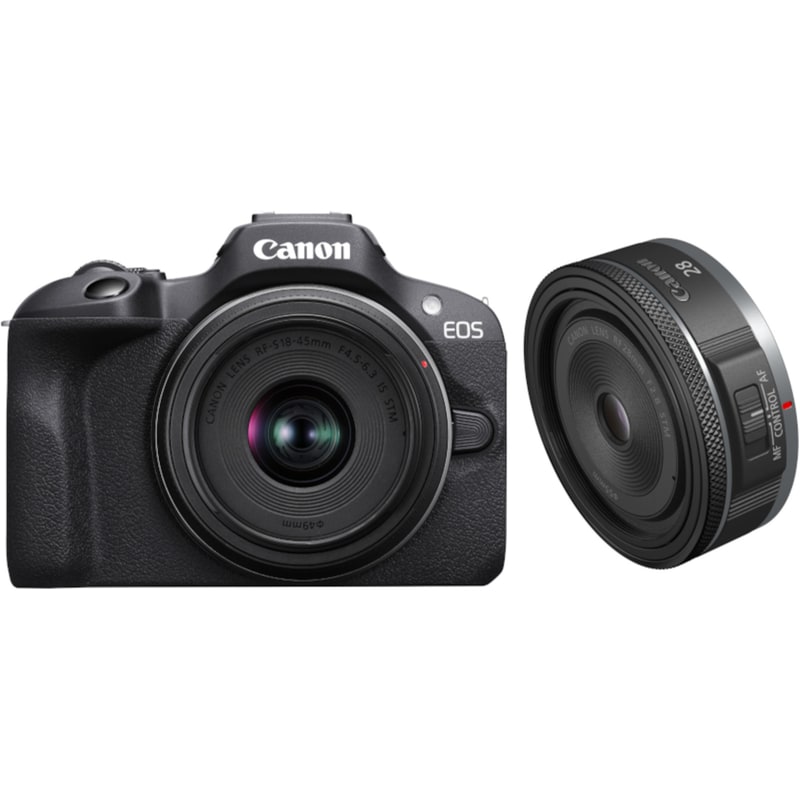 Φωτογραφική Μηχανή Mirrorless Canon EOS R100 Φακός Canon RF-S 18-45mm f4.5-6.3 IS STM Φακός Canon RF-S 55-210mm f5-7.1 IS STM - Μαύρο