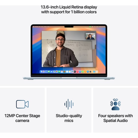 Apple MacBook Air with M4 Chip 13.6"QHD (Apple M4/16GB/512GB SSD/MacOS) Sky Blue image 4