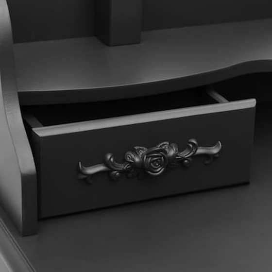Vidaxl Μπουντουάρ Με Σκαμπό Μαύρο 75 X 69 X 140 Εκ. Ξύλο Παυλώνιας image 2
