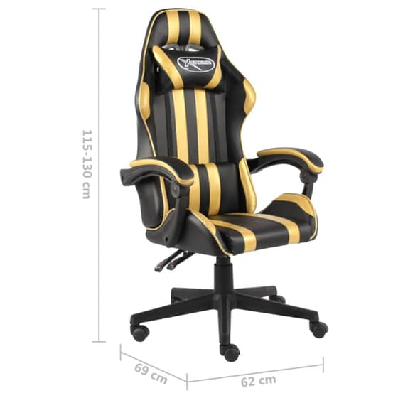 Gaming Καρέκλα Racing VidaXL Συνθετικό Δέρμα - Χρυσό/Μαύρη image 5