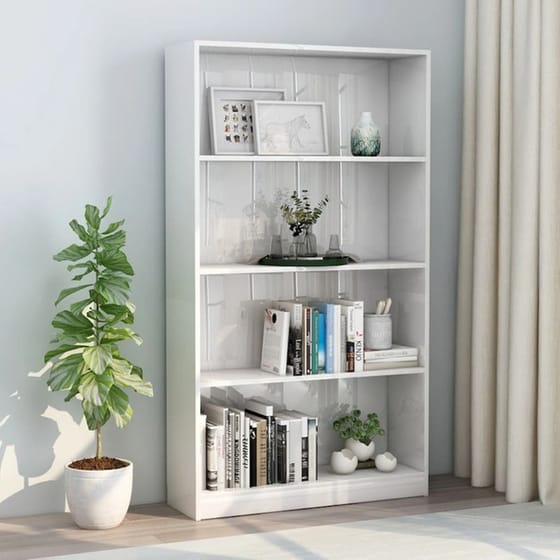 Βιβλιοθήκη VidaXL από Μοριοσανίδα 80x24x142 cm - Λευκό image 2