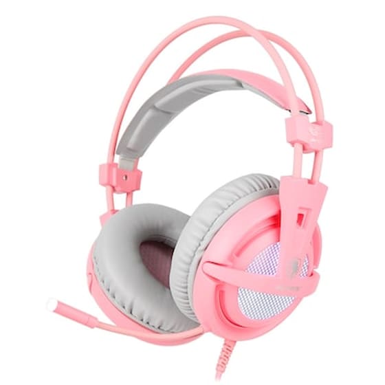 Sades Gaming Headset A6, Multiplatform, Usb, Led, Ροζ (με Usb) image 0