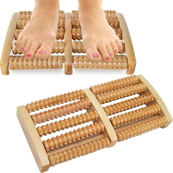 Ξύλινο Roller Μασάζ Ποδιών Shiatsu Aria Trade - Καφέ image 4