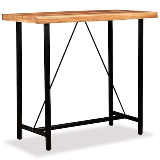 Τραπέζι Μπαρ Vidaxl από Μασίφ Ξύλο Ακακίας 120x60x107 cm - Μαύρο/Καφέ image 1