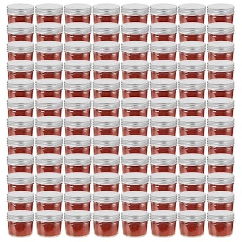 VIDAXL Vidaxl Βάζα Μαρμελάδας 96 Τεμ. 110 Ml Γυάλινα Με Ασημένια Καπάκια