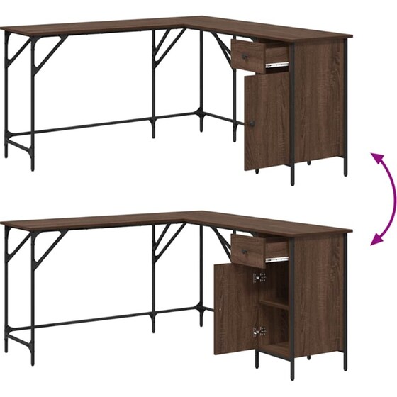 Γραφείο VidaXL από Επεξεργασμένο Ξύλο 141x141x75 cm - Καφέ Δρυς image 7