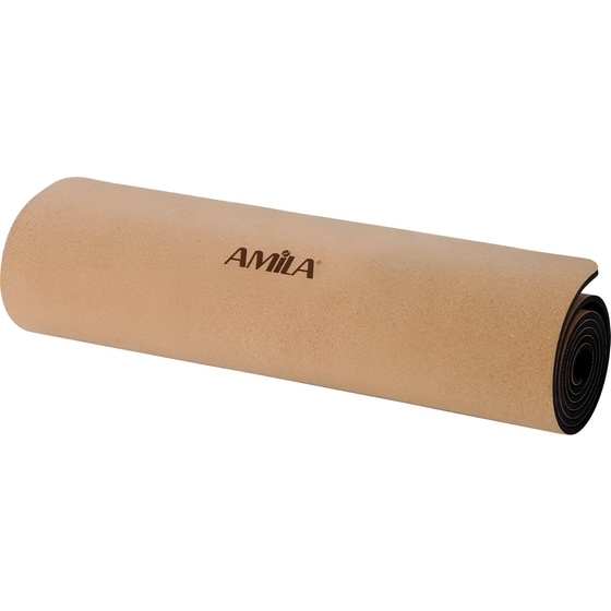 Στρώμα Γυμναστικής Amila Yoga Mat Cork από Φυσικό Φελλό 173x61x0.4 cm - Καφέ image 1