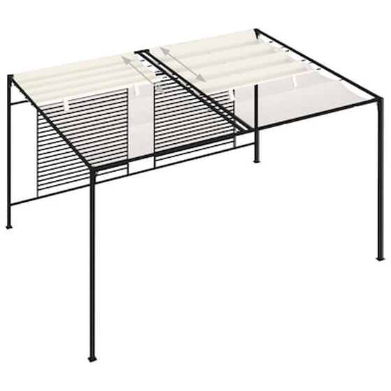 Vidaxl Πέργκολα Με Πτυσσόμενη Οροφή Κρεμ 3 X 4 X 2,3 Μ. 180 Γρ./μ² image 4