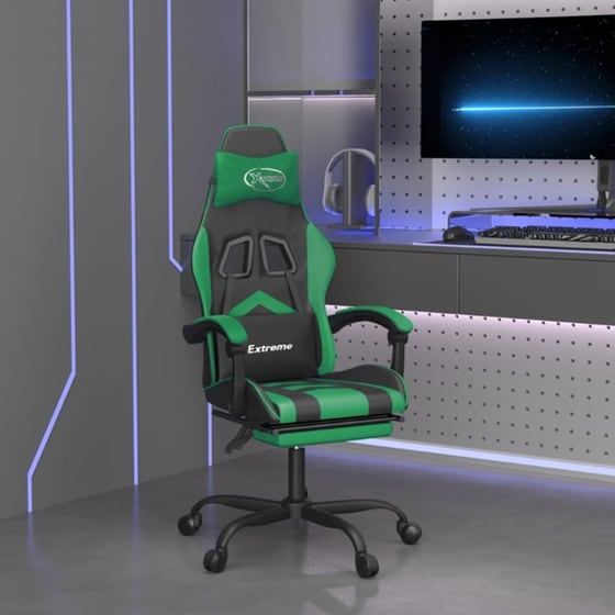 Καρέκλα Gaming VIDAXL 3143905 με Υποπόδιο από Τεχνητό Δέρμα - Μαύρο image 9
