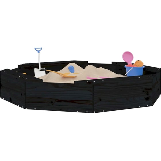 VidaXL Αμμοδόχος με Καθίσματα Οκτάγωνη 111x111x20cm Ξύλινη - Μαύρο image 0