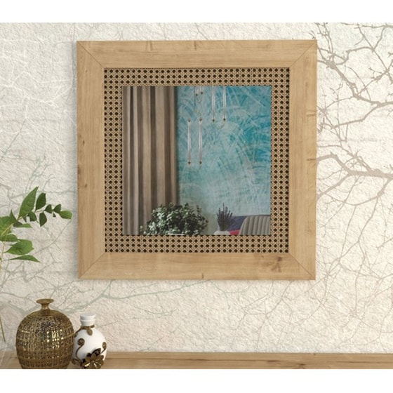 Διακοσμητικός Καθρέπτης 24Mall Procida Ξύλινο 72x72 cm - Καφέ image 1