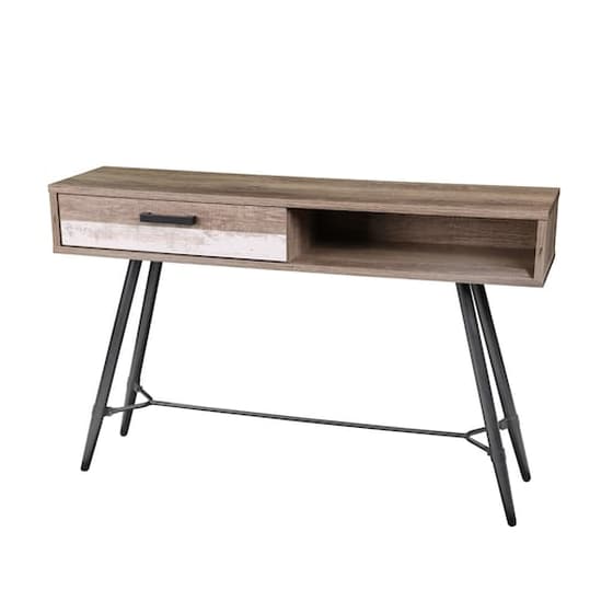 Ξύλινο Έπιπλο Εισόδου, Τραπεζάκι Γενικής Χρήσης Με Μεταλλικές Λεπτομέρειες, Διαστάσεων 120x30x77 image 0