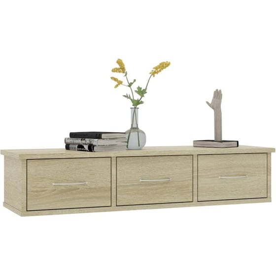 Vidaxl Ράφι Τοίχου Με Συρτάρια Sonoma Δρυς 90x26x18,5 Εκ. Μοριοσανίδα image 1