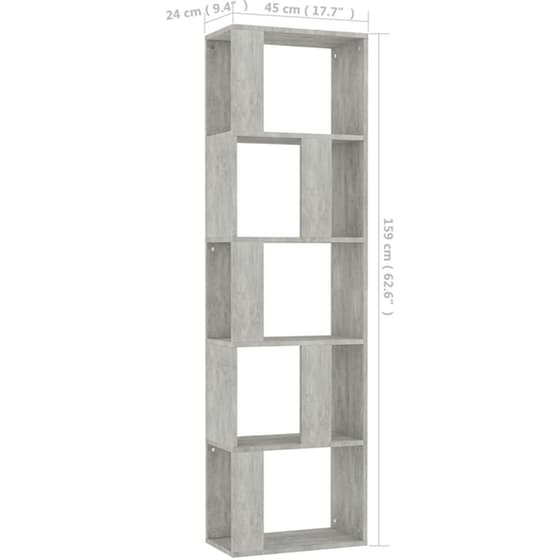 Βιβλιοθήκη VidaXL από Μοριοσανίδα 45x24x159 cm - Γκρι image 6