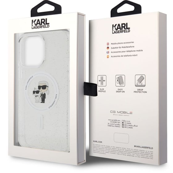 Θήκη Apple iPhone 14 Pro Max - Karl Lagerfeld MagSafe Ringstand Case IML Karl+Choupette - Glitter Clear image 2