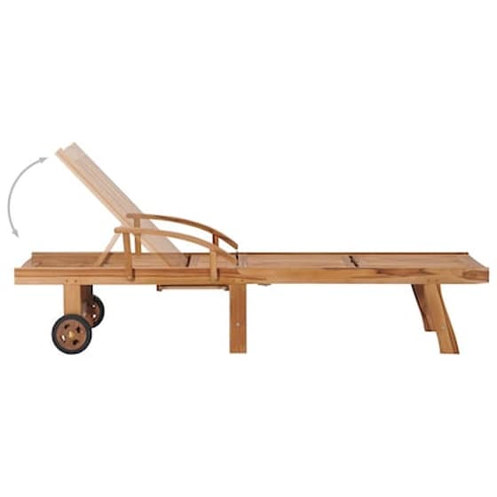 Ξαπλώστρα VidaXL με Τραπέζι από Μασίφ Ξύλο Teak 195x59.5 cm - Καφέ image 4