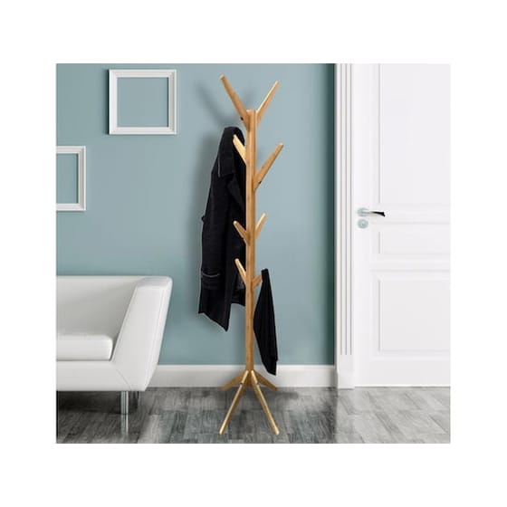 Καλόγερος Ξύλινος Με 8 Γάντζους  178 cm- Σε Καφέ Χρώμα image 1