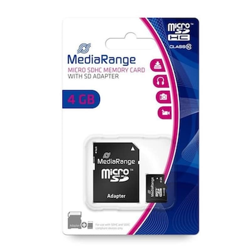 MEDIARANGE MediaRange microSDHC 4GB Class 10 High Speed με αντάπτορα