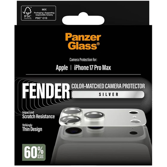 Προστατευτικό καμερών Apple iPhone 17 Pro Max - PanzerGlass Fender Camera Protector - Silver image 3