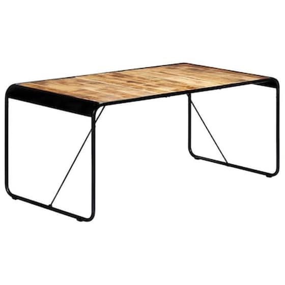 Τραπεζαρία Vidaxl από Μασίφ Ακατέργαστο Ξύλο Μάνγκο 180x90x76 cm - Μαύρο/Καφέ image 0