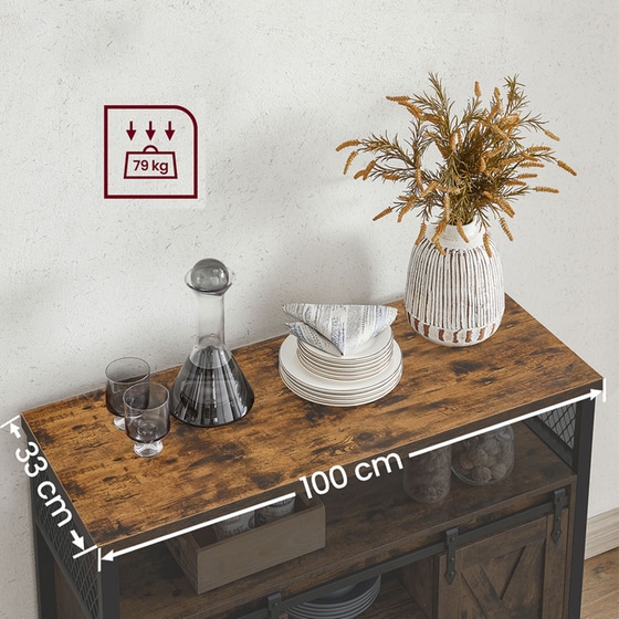Μπουφές Vasagle  από Μοριοσανίδα  100x33x80  cm - Καφέ/Μαύρο image 3