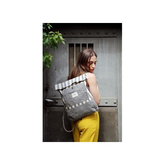 Τσάντα Πλάτης Fylaki Ριγέ Μπεζ image 2