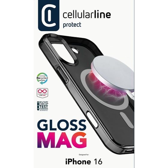 Θήκη Apple iPhone 16 - Cellular Line Protect Gloss Mag - Black image 2