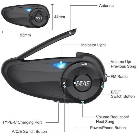 Σύστημα Ενδοεπικοινωνίας Μοτοσυκλέτας Bluetooth EJEAS Q7 image 2