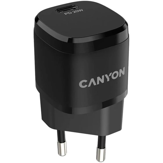Φορτιστής Πρίζας Canyon PD Mini Wall Charger H-20-05 1x USB-C 20W - Black image 1