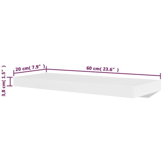 Ράφια Τοίχου VidaXL από MDF 60x20x3.8 cm 4 Τμχ - Λευκό image 4