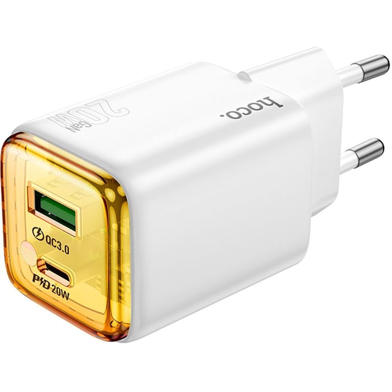 HOCO Φορτιστής Πρίζας Hoco N52 Monsoon USB/USB-C 20W - White