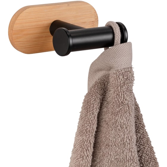 Κρεμαστράκι Αυτοκόλλητο Wenko από Μπαμπού 7.5x4.5cm - Καφέ/Μαύρο image 1