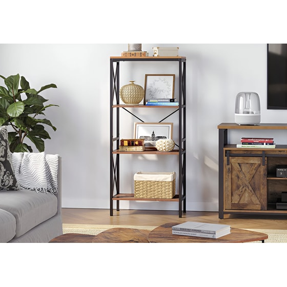 Βιβλιοθήκη Vasagle LLS030B01 Μεταλλική 60x133 cm - Μαύρο/ Καφέ image 1
