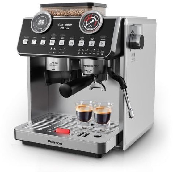 ROHNSON R-98200 Μηχανή Espresso 2800W 20bar με Μύλο Άλεσης Ασημί image 0