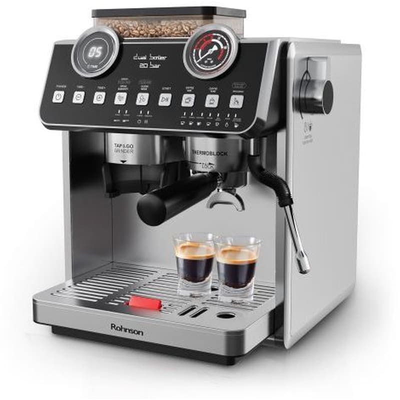 ROHNSON ROHNSON R-98200 Μηχανή Espresso 2800W 20bar με Μύλο Άλεσης Ασημί