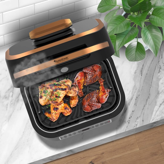 Ψηστιέρα Γκριλιέρα TURBOTRONIC TT-AG700 AIR FRYER GRILL 1800W Μαύρο-Χρυσό image 5